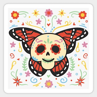 Adorable Sugar Skull Butterfly // Cute Day of the Dead Magnet